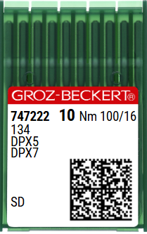 |  747222  |  GB2005ME/100  |  Groz-Beckert Brand Leather Needle 134/DPX5/135X5/135X7/DBX1 SD-size # 100/16 ( small triangle) ---(priced p/needle , order in multiples 10 only)