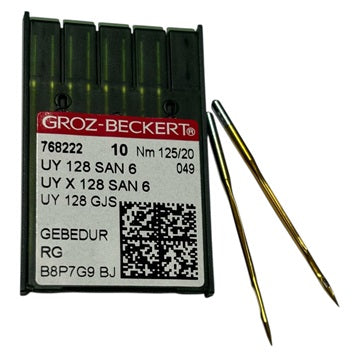 |  768222  |  GB3800/125SAN6GEBE   |  Groz-Beckert SAN6 GEBEDUR Needle UY128GAS, 1280, 149X3, MY1044, SY7292-size # 125/20 NEEDLE  | ---(priced p/needle , order in multiples 10 only)
