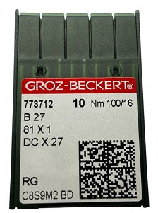 |  773712  |  GB0336/100  Groz -Beckert Needle B27, 81X1, DCX27, DCX1, SY6120, MY1023-size # 100/16 NEEDLE ---(priced p/needle , order in multiples 10 only)