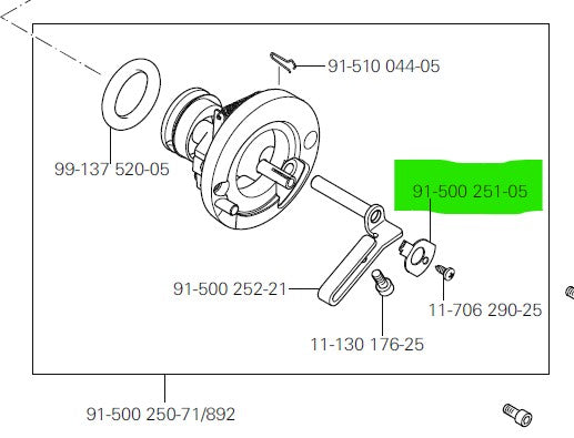 PF-91-500251-05  |  Bobbin Winder flat Spring for Pfaff 2546