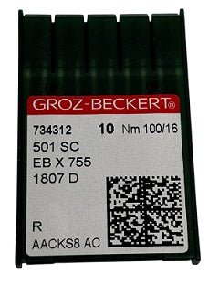 734312  |  GB0828/100  Groz -Beckert Needle 501, EBX755, 1807, 1807D-size # 100/16 NEEDLE  | ---(priced p/needle , order in multiples 10 only)