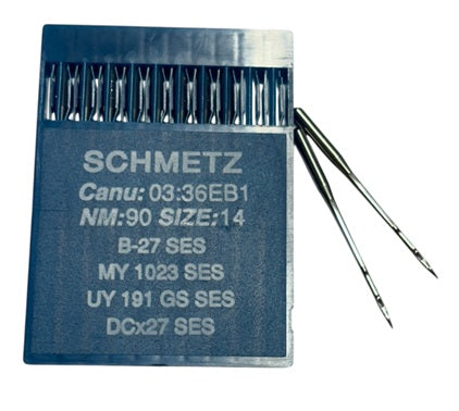 |  703044  |  SCH0336EB/90  |  Schmetz Ballpoint Needle B27, 81X1, DCX27, DCX1, SY6120, MY1023-SES/FFG-size # 90/14 ---(priced p/needle , order in multiples 10 only)