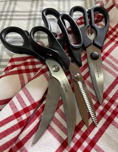 MIL-CLA-KITCHENSET  Set of 3  - Essential Kitchen Scissors - Poultry Scissor - Fish Scissors & The " all -rounder " - all Made in Italy by Millemetri