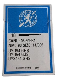 SCH0660FB/90  |  Schmetz Ballpoint Needle UY154GHS, SY1434-SUK/FG-size # 90/14 ---(priced p/needle , order in multiples 10 only)