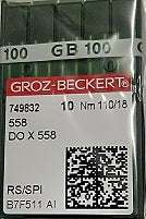 GB1858/110  |    |  (priced p/ndl , multiples 10 only ) Groz Beckert Needle DOX558 ,558-size # 110/18  |