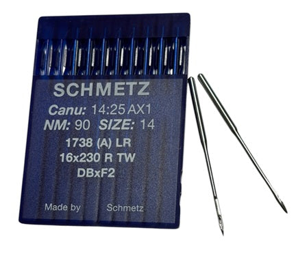 |    SCH1425AX/90  |  Schmetz LeatherNeedle 1738, 16X230-NRTW/LR-size # 90/14 ---(priced p/needle , order in multiples 10 only)