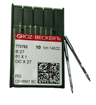 |  773762  |  GB0336/140  Groz -Beckert Needle B27, 81X1, DCX27, DCX1, SY6120, MY1023-size # 140/22 NEEDLE ---(priced p/needle , order in multiples 10 only)