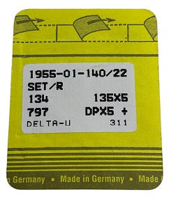 SNF2005/140  |  Singer Brand Needle 134, 797, 135X5, 135X7, 135X25, DPX5-size # 140/22 ---(priced p/needle , order in multiples 10 only)