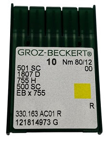 GB0828/80  Groz -Beckert Needle 501, EBX755, 1807, 1807D-size # 80/12 NEEDLE  | ---(priced p/needle , order in multiples 10 only)
