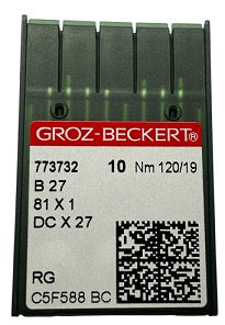 |  773732  |  GB0336/120  Groz -Beckert Needle B27, 81X1, DCX27, DCX1, SY6120, MY1023-size # 120/19 NEEDLE ---(priced p/needle , order in multiples 10 only)