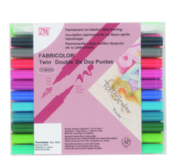 TC-4000/24V | ZIG Fabricolor - 24 pack of Twin Fabric Markers