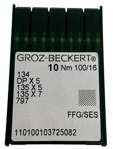 717682  |  GB2005EB/100 Groz -Beckert Ball Point Needle 134, 797, 135X5, 135X7, 135X25, DPX5-SES/FFG-size # 100/16 NEEDLE  | ---(priced p/needle , order in multiples 10 only)