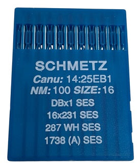 717114  |  SCH1425EB/100  |  Schmetz Ballpoint Needle 1738, SY2270, 16X231, 16X257, DBX1, DBX257-SES/FFG-size # 100/16 ---(priced p/needle , order in multiples 10 only)