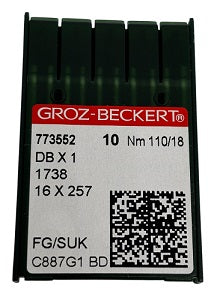 773552  |  GB1425FB/110  Groz -Beckert Ball Point Needle 1738, SY2270, 16X231, 16X257, DBX1, DBX257-SUK/FG-size # 110/18 NEEDLE  | ---(priced p/needle , order in multiples 10 only)