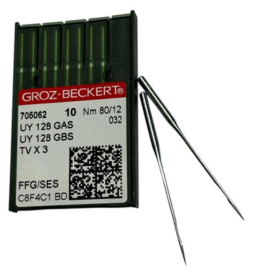 |  705062  |  GB3800EB/80   |  Groz-Beckert Ball Point Needle UY128GAS SES, 1280 SES, UY128GS SES-FFG-size # 80/12 NEEDLE  | ---(priced p/needle , order in multiples 10 only)