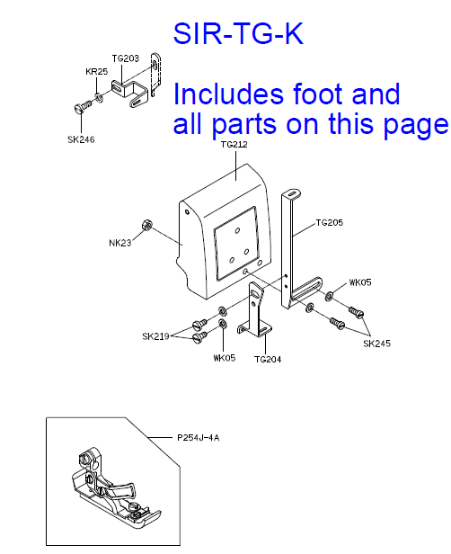 SIR-TG-K  |  discontinued---------------------------Tape guide assembly for Siruba 700K series overlocker