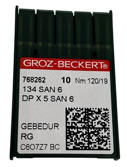 768262  |  GB2005/120SAN6GEBE  |  134 SAN 6 GEBEDUR #size # 120/19  | ---(priced p/needle , order in multiples 10 only)