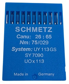 SCH2665/75  |  Schmetz UY113GS, UOX113, SY7090-size # 75/11 ---(priced p/needle , order in multiples 10 only)