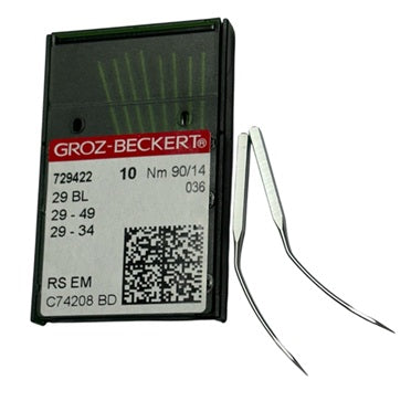 |  729422  |  GB4345CC/90   |  Groz-Beckert Needle 29-BL, 29-49, 29-34, LWX2T, LWX6T, 2140TP-size # 90/14 NEEDLE  | ---(priced p/needle , order in multiples 10 only)
