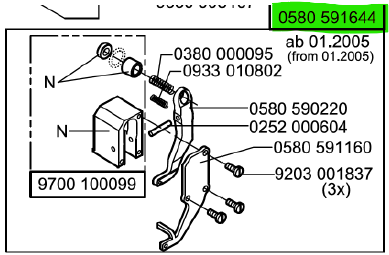 ADL-0580-591644  |  Cpl. Needle Thread catcher assembley for Durkopp Adler 559 ,580 Buttonhole machine.