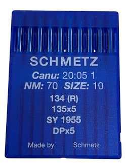 SCH2005/70  |  Schmetz Needle 134, 797, 135X5, 135X7, 135X25, DPX5-size # 70/10 ---(priced p/needle , order in multiples 10 only)