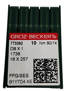 773392  |  GB1425EB/90  Groz -Beckert Ball Point Needle 1738, SY2270, 16X231, 16X257, DBX1, DBX257-SES/FFG-size # 90/14 NEEDLE  | ---(priced p/needle , order in multiples 10 only)