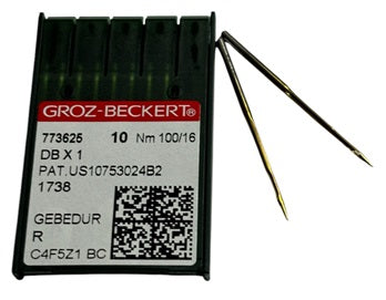 GB1425/100GEBE  |  (priced p/ndl , multiples 10 only  Groz -Beckert GEBEDUR Needle 1738, SY2270, 16X231, 16X257, DBX1, DBX257-size # 100/16  |