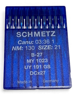SCH0336/130  |  Schmetz Needle B27, 81X1, DCX27, DCX1, SY6120, MY1023-size # 130/21 ---(priced p/needle , order in multiples 10 only)