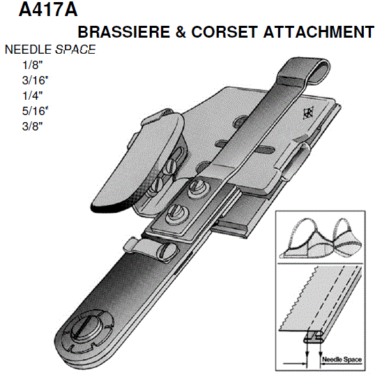 A417-A 3/16  |  Brassiere & Corset Folder Attachment A417A