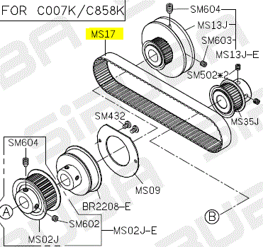 SIR-MS17  |  Timing belt for Siruba C007K/C858K ( for MS)